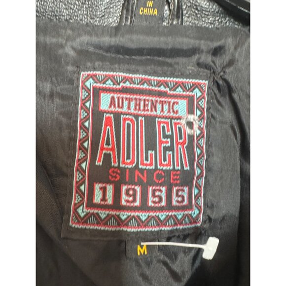vintage Authentic Adler Black Leather Jacket Medium Size Womens Belted Vintage S - Picture 5 of 7